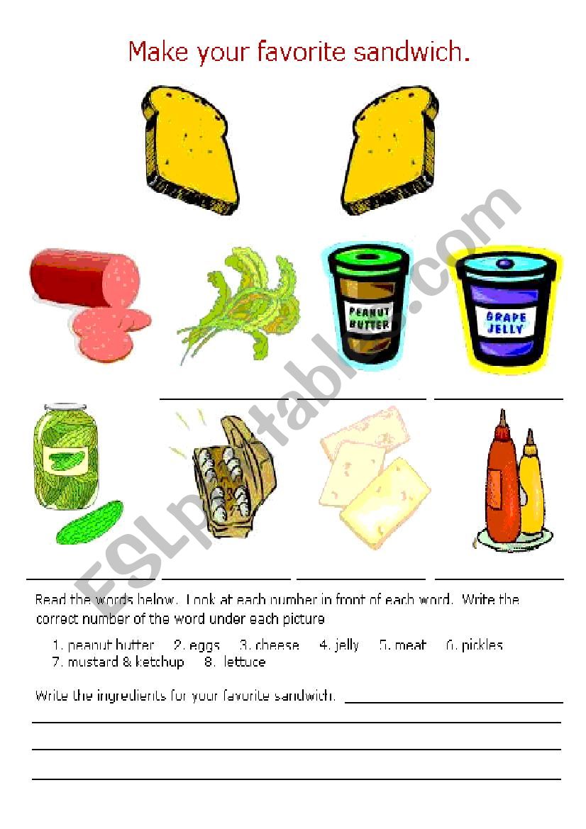 [DD]Make your sandwich worksheet